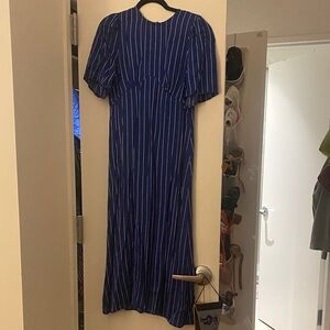 Blue and white striped silk dress Anthropology